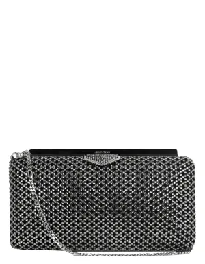 Jimmy Choo Back/ Grey Ellipse Crystal-Embellished Clutch /Shoulder Bag