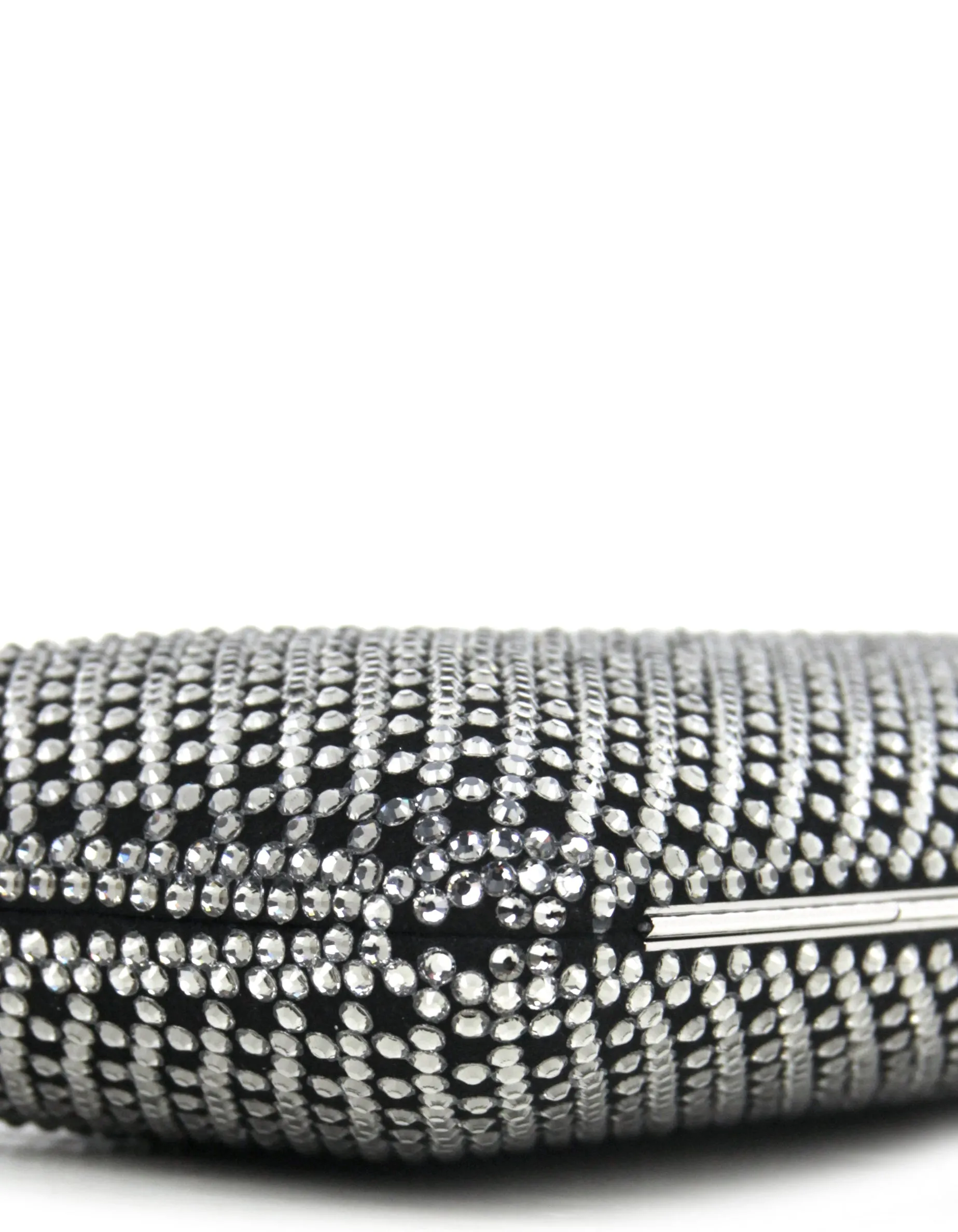 Jimmy Choo Back/ Grey Ellipse Crystal-Embellished Clutch /Shoulder Bag