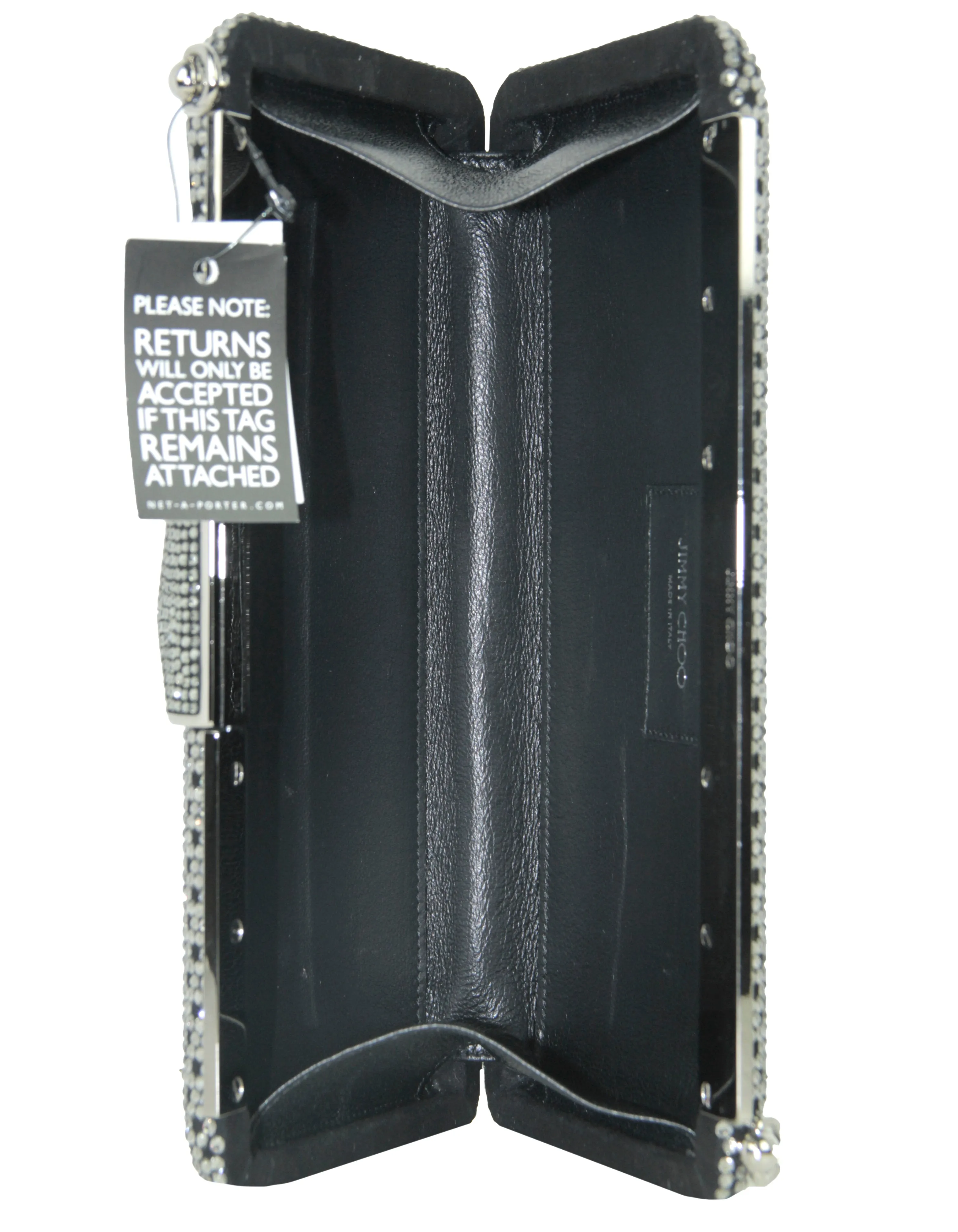 Jimmy Choo Back/ Grey Ellipse Crystal-Embellished Clutch /Shoulder Bag