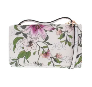 KAMRYN WALLET ON A STRING FLORAL PATTERN (WHITE/PI