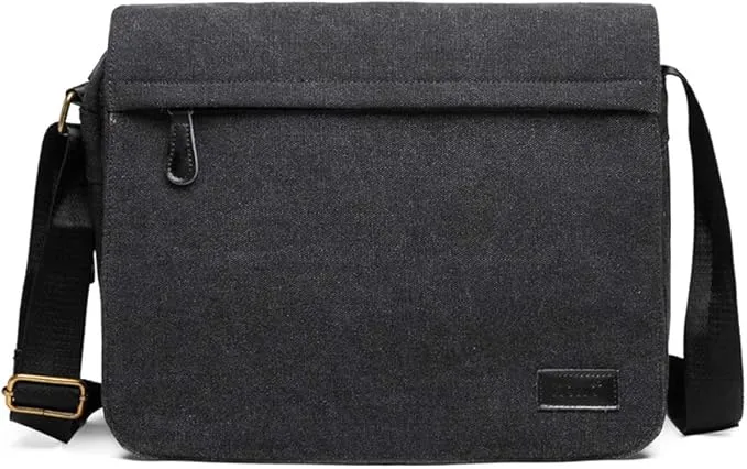 Kono Messenger Bags, Men's Canvas Shoulder Bag Retro Laptop Briefcase with Multiple Pockets for School Travel Business, Fits for 13 Inch Laptop