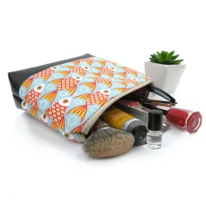 Large Cosmetic Clutch in Goldfish Linen