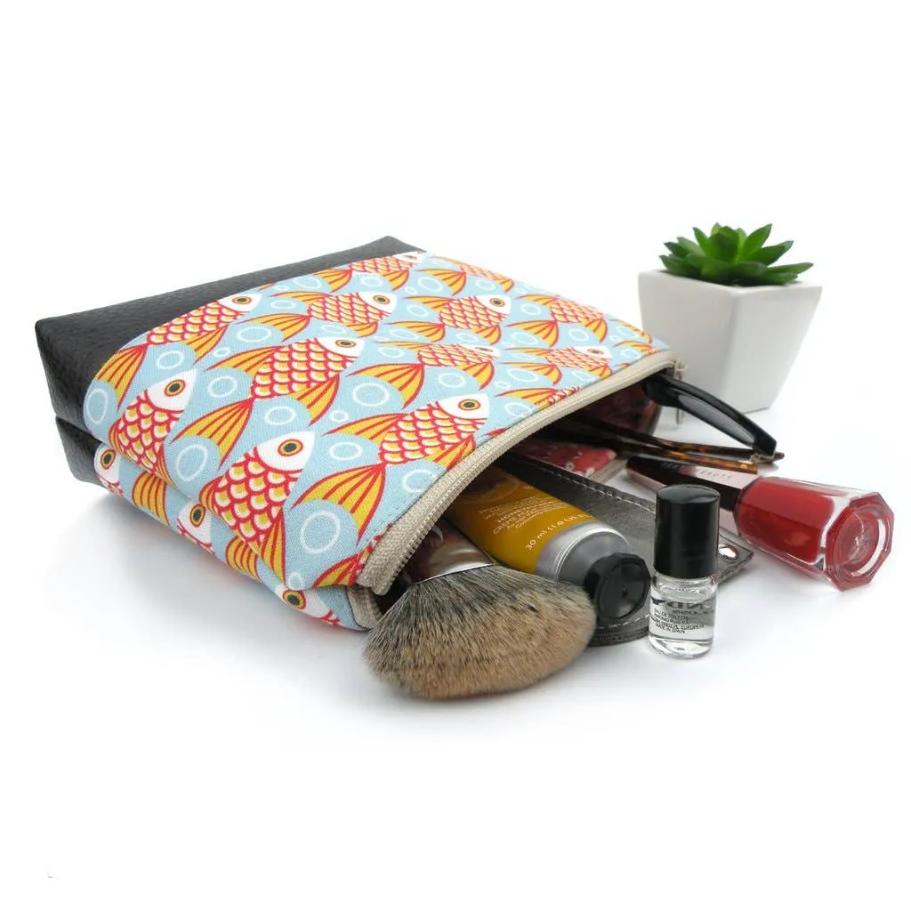 Large Cosmetic Clutch in Goldfish Linen