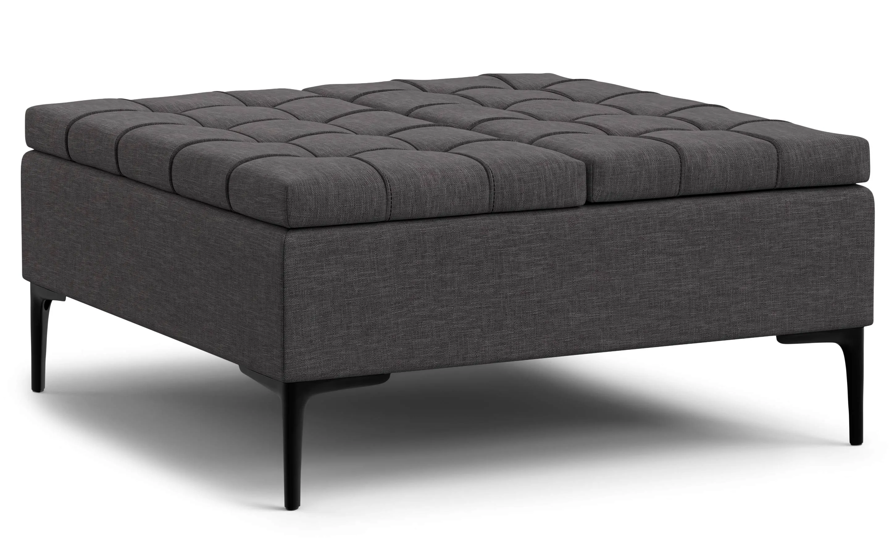 Laura Lift Top Storage Ottoman in Linen