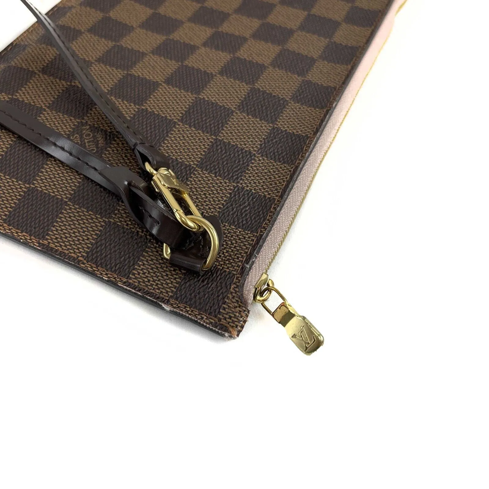 Louis Vuitton Damier Ebene Pouch Wristlet Pochette Clutch Bag - Good Condition