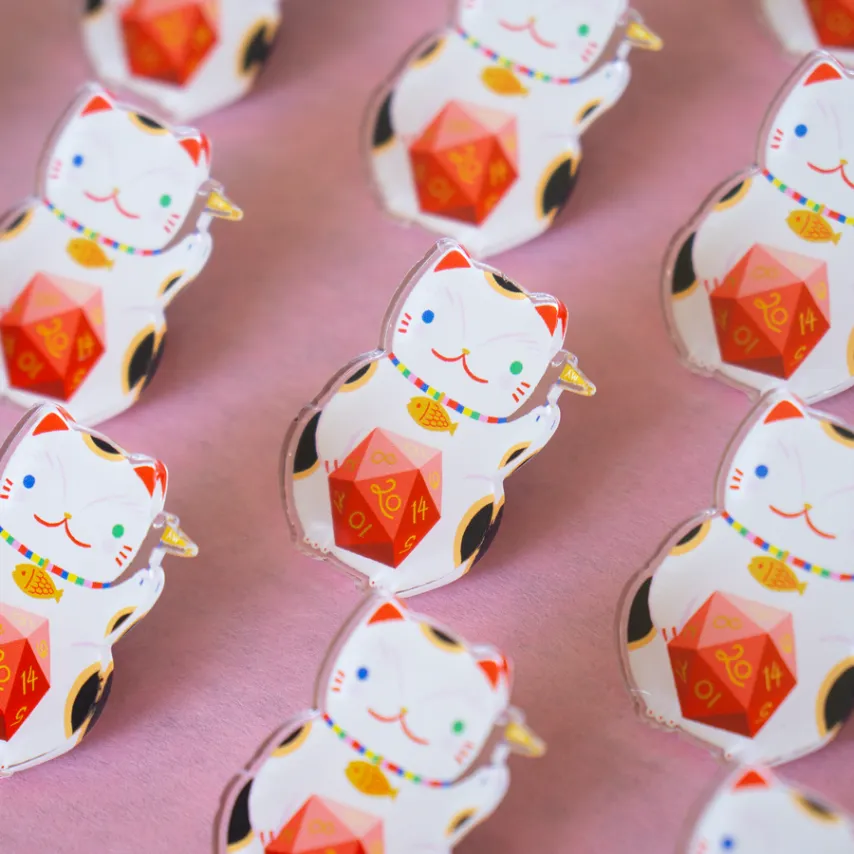 Maneki-Neko Lucky Cat Acrylic Pin