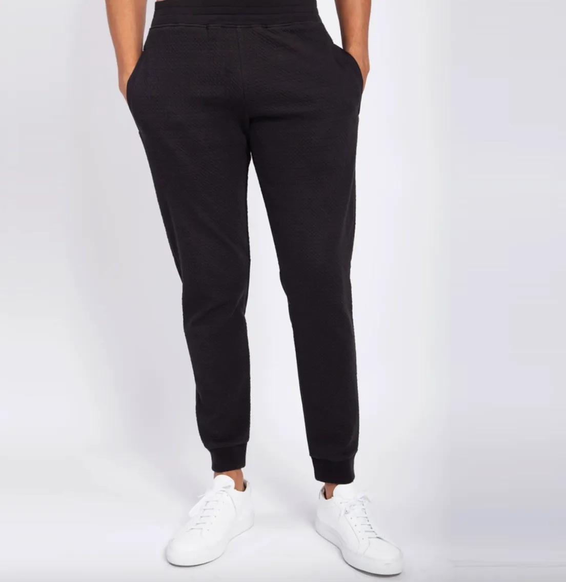 Men's Black Quilted Joggers