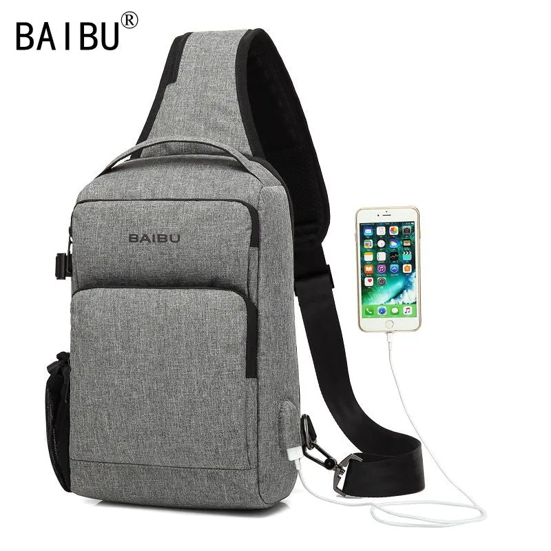 Men's Charging Cross-body Anti-theft Waterproof Messenger Chestpack/Backpack
