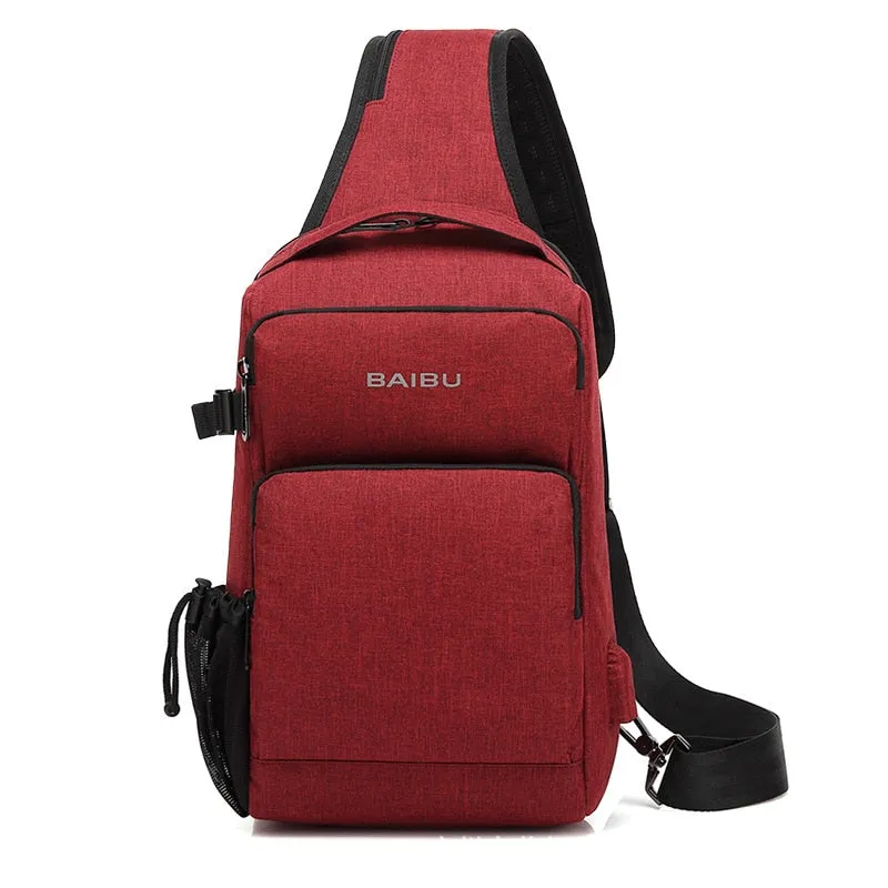 Men's Charging Cross-body Anti-theft Waterproof Messenger Chestpack/Backpack