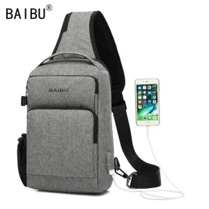 Men's Charging Cross-body Anti-theft Waterproof Messenger Chestpack/Backpack