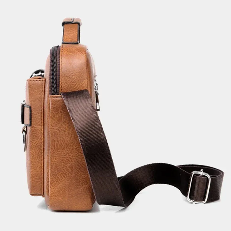 Men's Large-capacity Leather Messenger Bag Men Crossbody Bags Waterproof Shoulder Bags Multifunction Travel Work Business Handbags