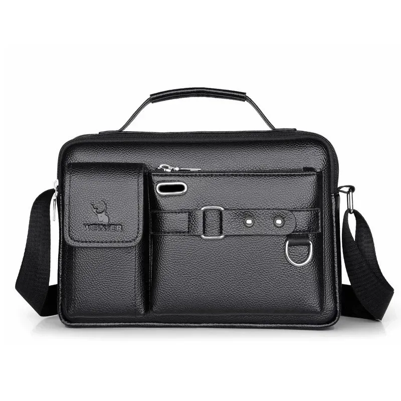 Men's Large-capacity Leather Messenger Bag Men Crossbody Bags Waterproof Shoulder Bags Multifunction Travel Work Business Handbags