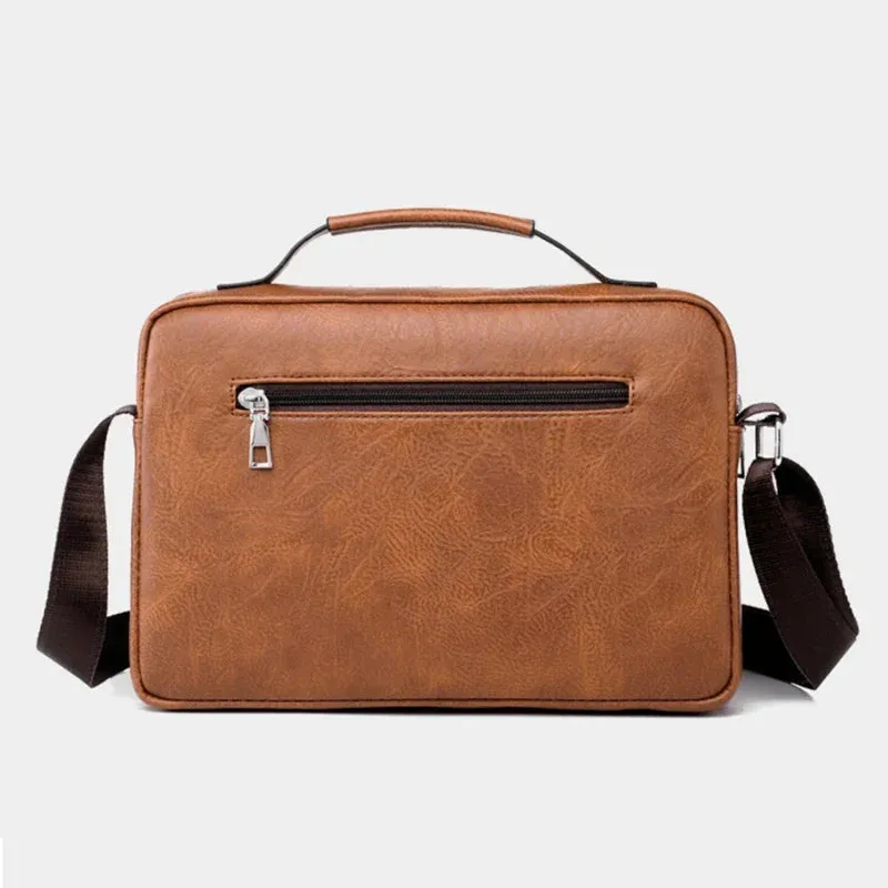 Men's Large-capacity Leather Messenger Bag Men Crossbody Bags Waterproof Shoulder Bags Multifunction Travel Work Business Handbags