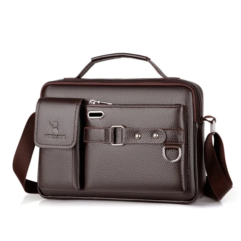 Men's Large-capacity Leather Messenger Bag Men Crossbody Bags Waterproof Shoulder Bags Multifunction Travel Work Business Handbags