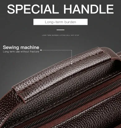 Men's Large-capacity Leather Messenger Bag Men Crossbody Bags Waterproof Shoulder Bags Multifunction Travel Work Business Handbags