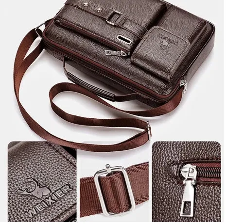 Men's Large-capacity Leather Messenger Bag Men Crossbody Bags Waterproof Shoulder Bags Multifunction Travel Work Business Handbags