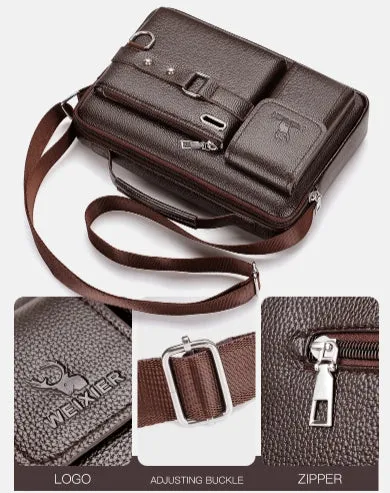 Men's Large-capacity Leather Messenger Bag Men Crossbody Bags Waterproof Shoulder Bags Multifunction Travel Work Business Handbags