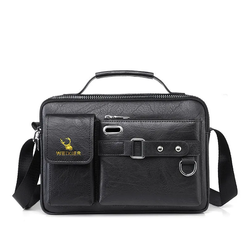 Men's Large-capacity Leather Messenger Bag Men Crossbody Bags Waterproof Shoulder Bags Multifunction Travel Work Business Handbags