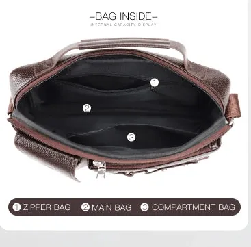 Men's Large-capacity Leather Messenger Bag Men Crossbody Bags Waterproof Shoulder Bags Multifunction Travel Work Business Handbags