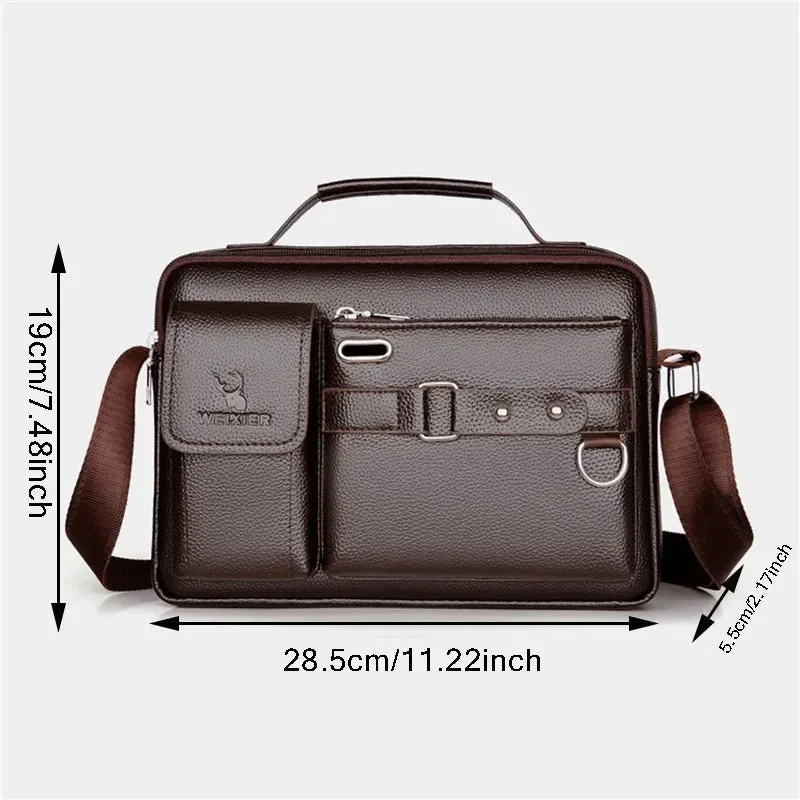 Men's Large-capacity Leather Messenger Bag Men Crossbody Bags Waterproof Shoulder Bags Multifunction Travel Work Business Handbags