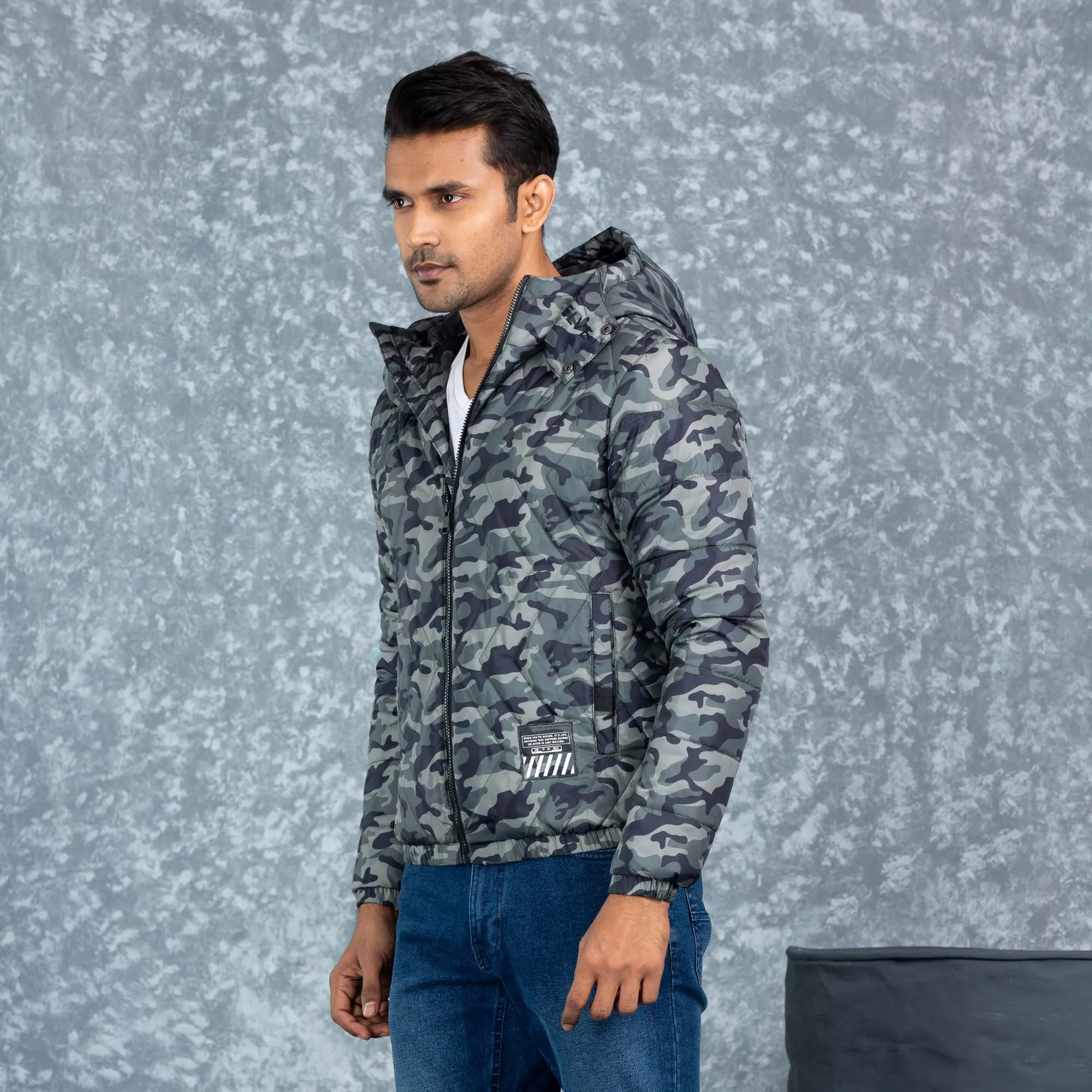Mens Quilting Jacket- Black/Olive