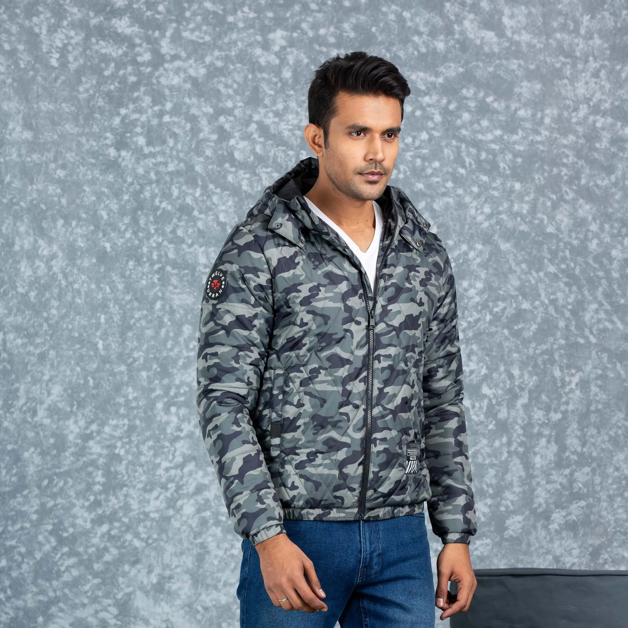 Mens Quilting Jacket- Black/Olive