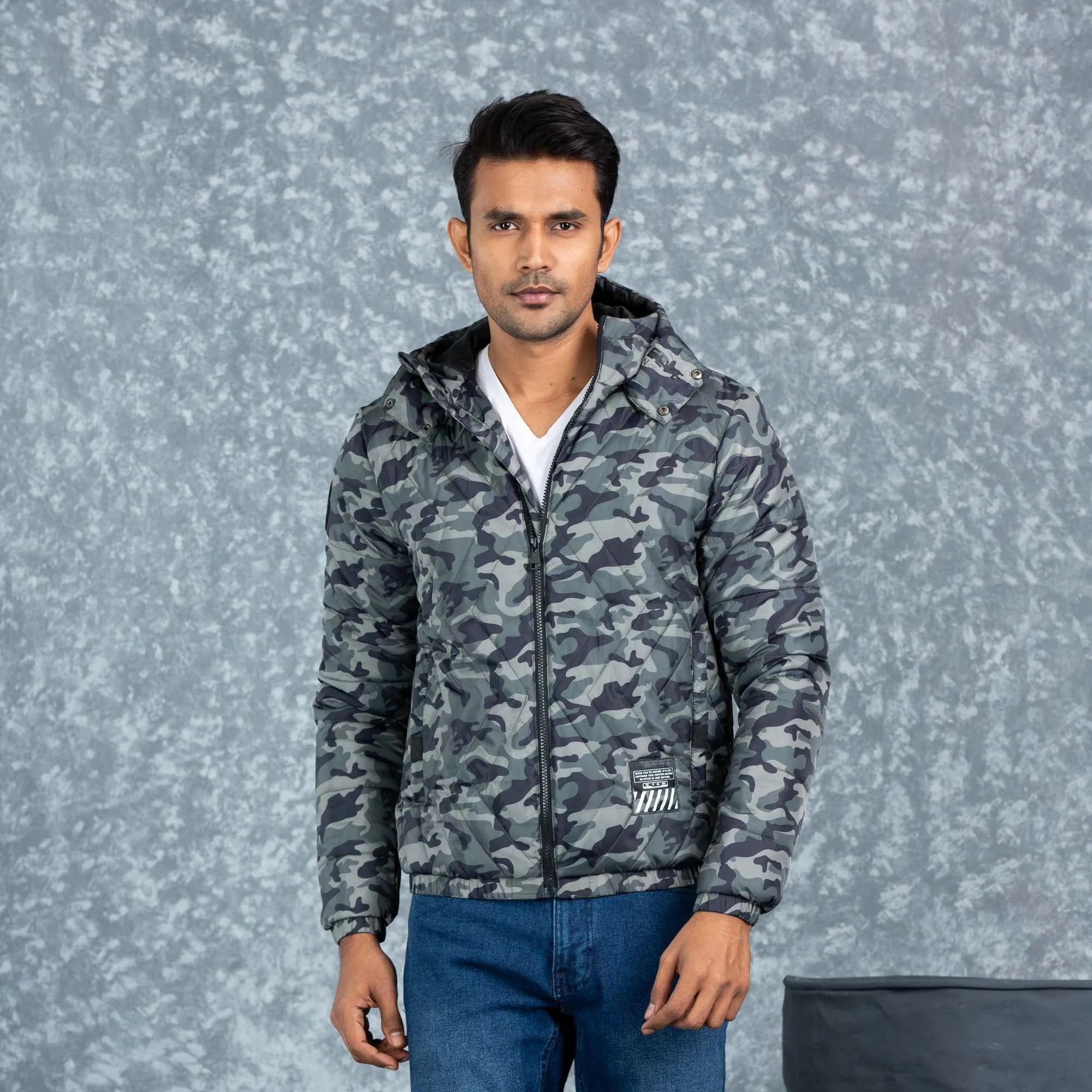 Mens Quilting Jacket- Black/Olive