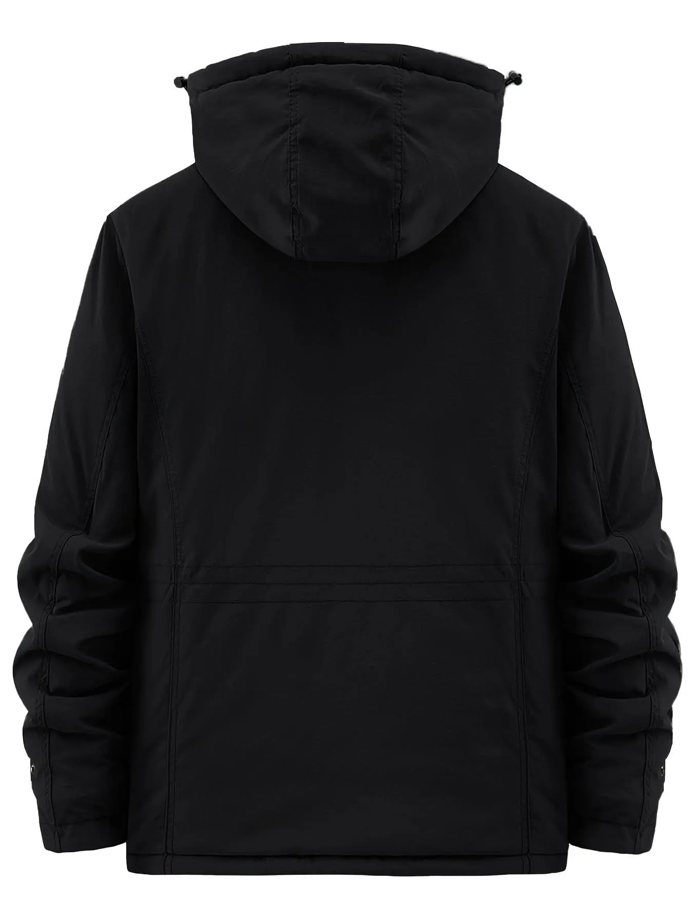 Men's Water-Resistant Softshell Jacket With Hood, Fleece Lining, Multiple Pockets, And Adjustable Hem For Outdoor And Casual Wear
