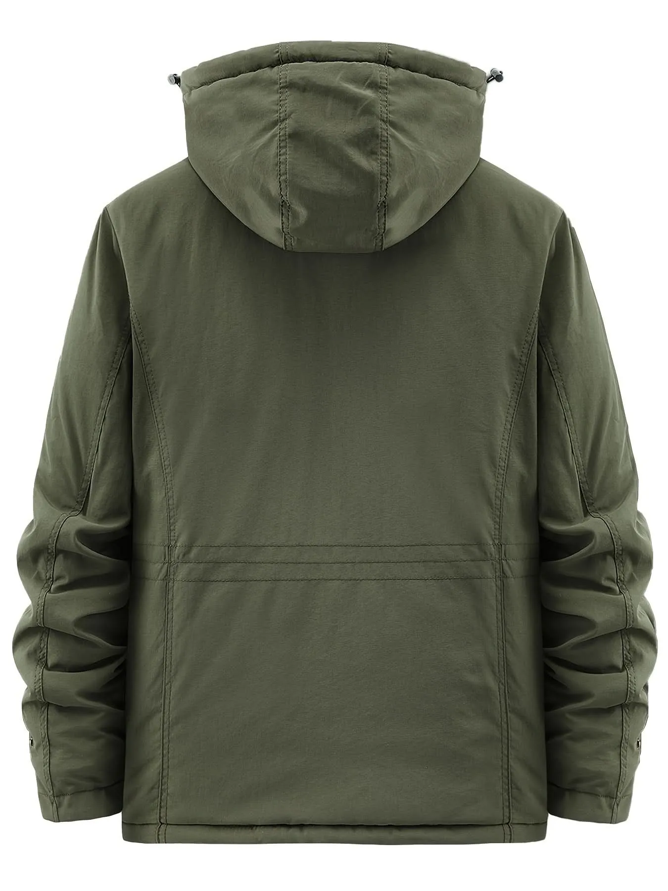 Men's Water-Resistant Softshell Jacket With Hood, Fleece Lining, Multiple Pockets, And Adjustable Hem For Outdoor And Casual Wear