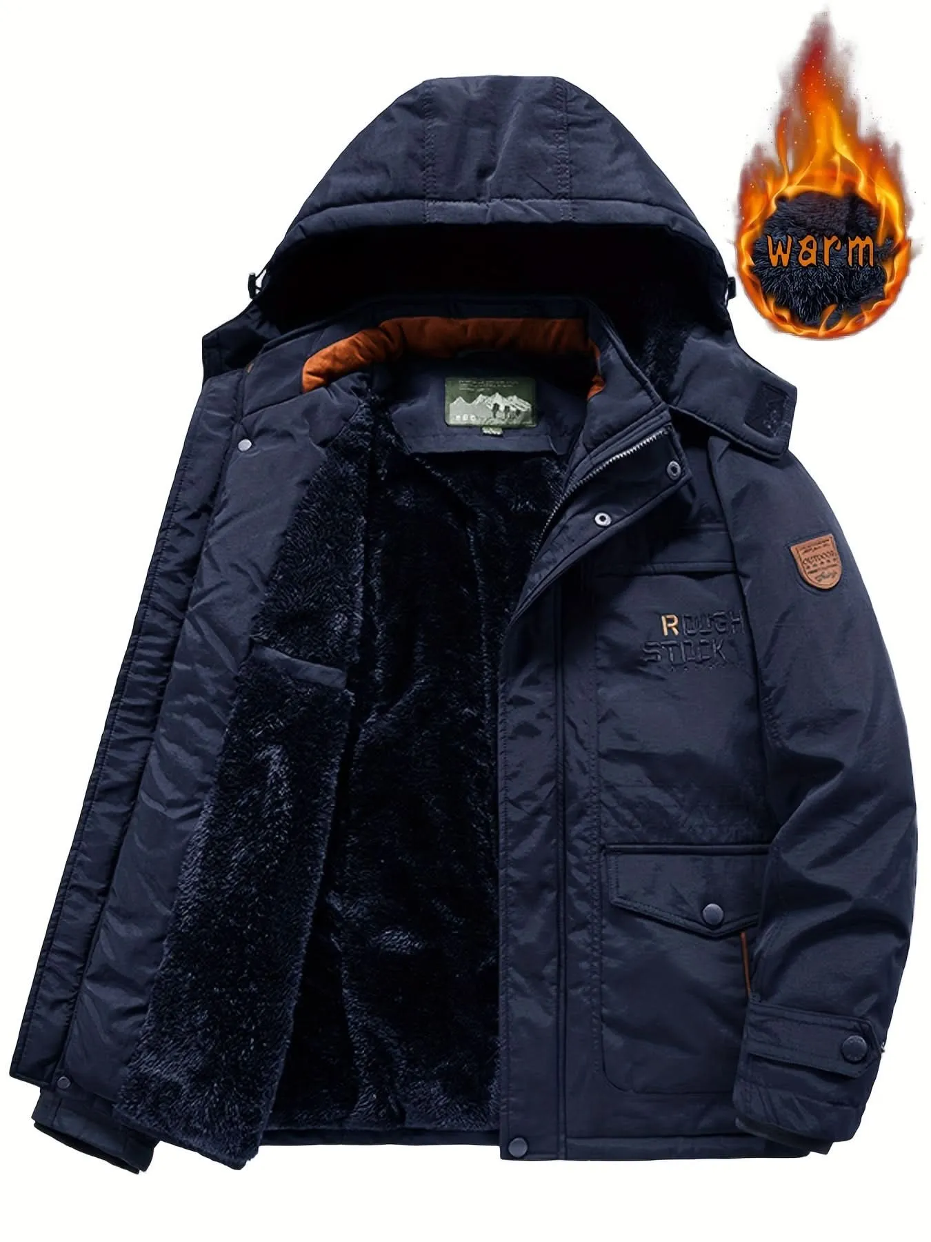 Men's Water-Resistant Softshell Jacket With Hood, Fleece Lining, Multiple Pockets, And Adjustable Hem For Outdoor And Casual Wear