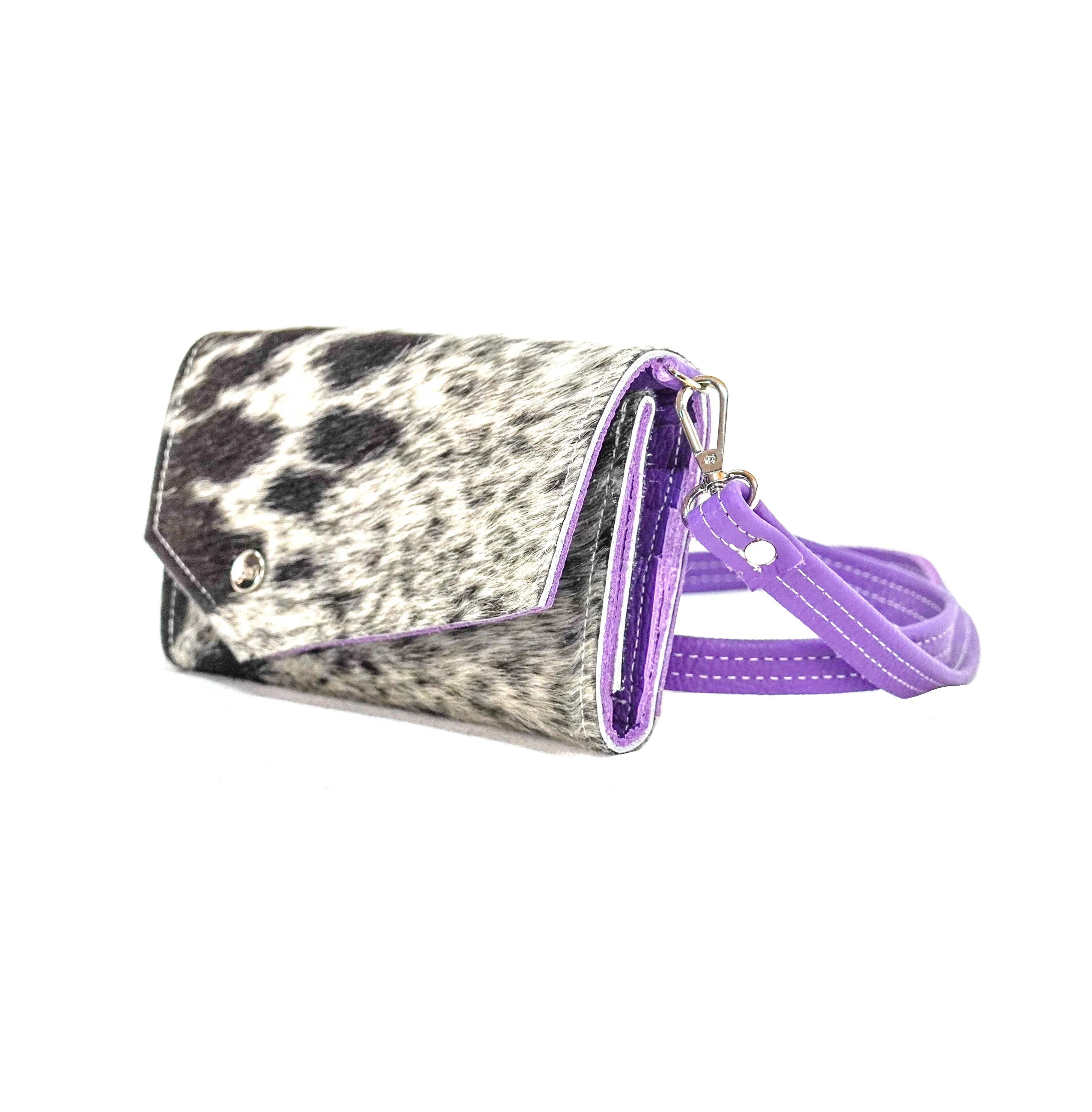 Miranda - Black & White w/ Purple Leather