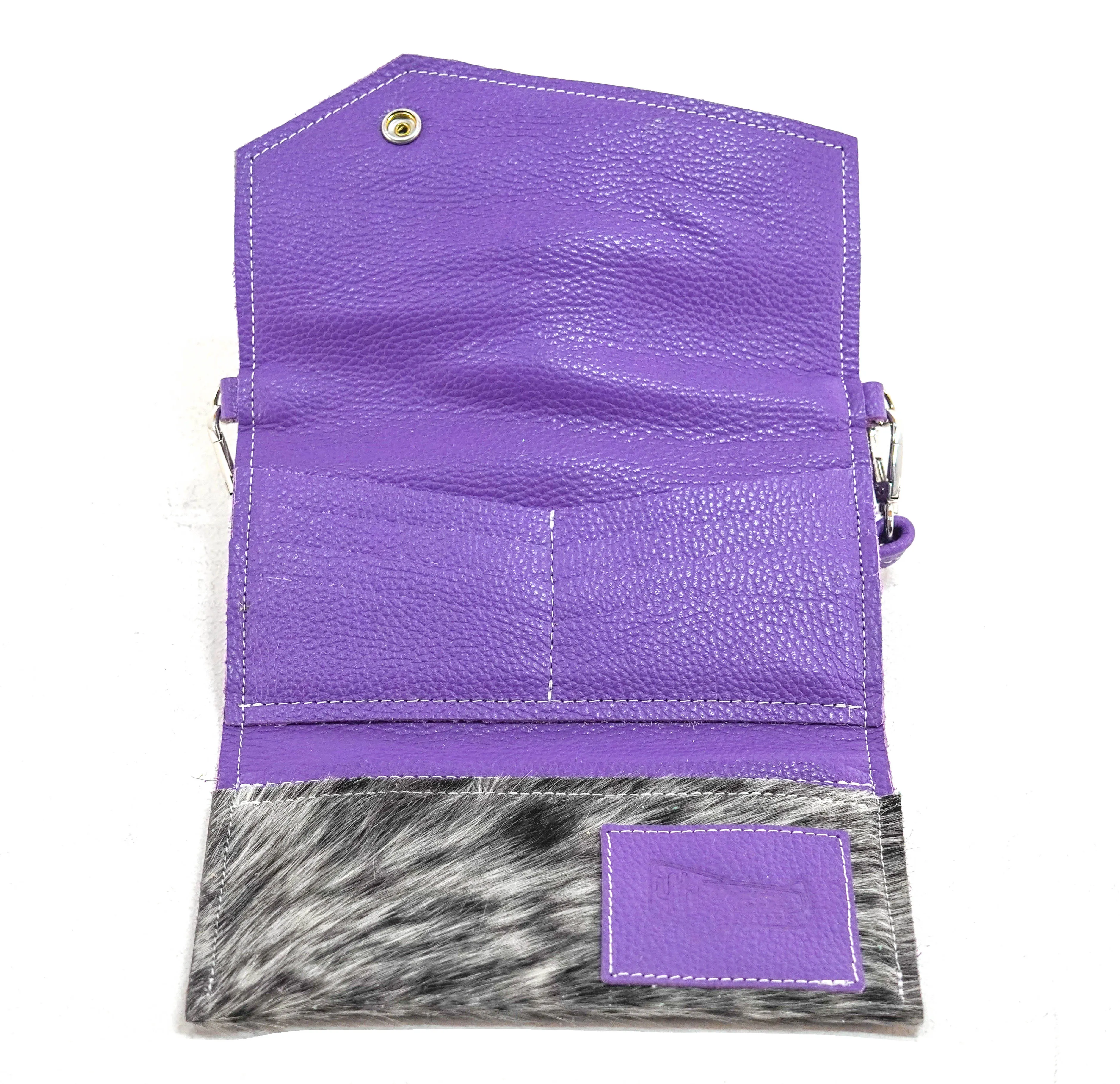 Miranda - Black & White w/ Purple Leather