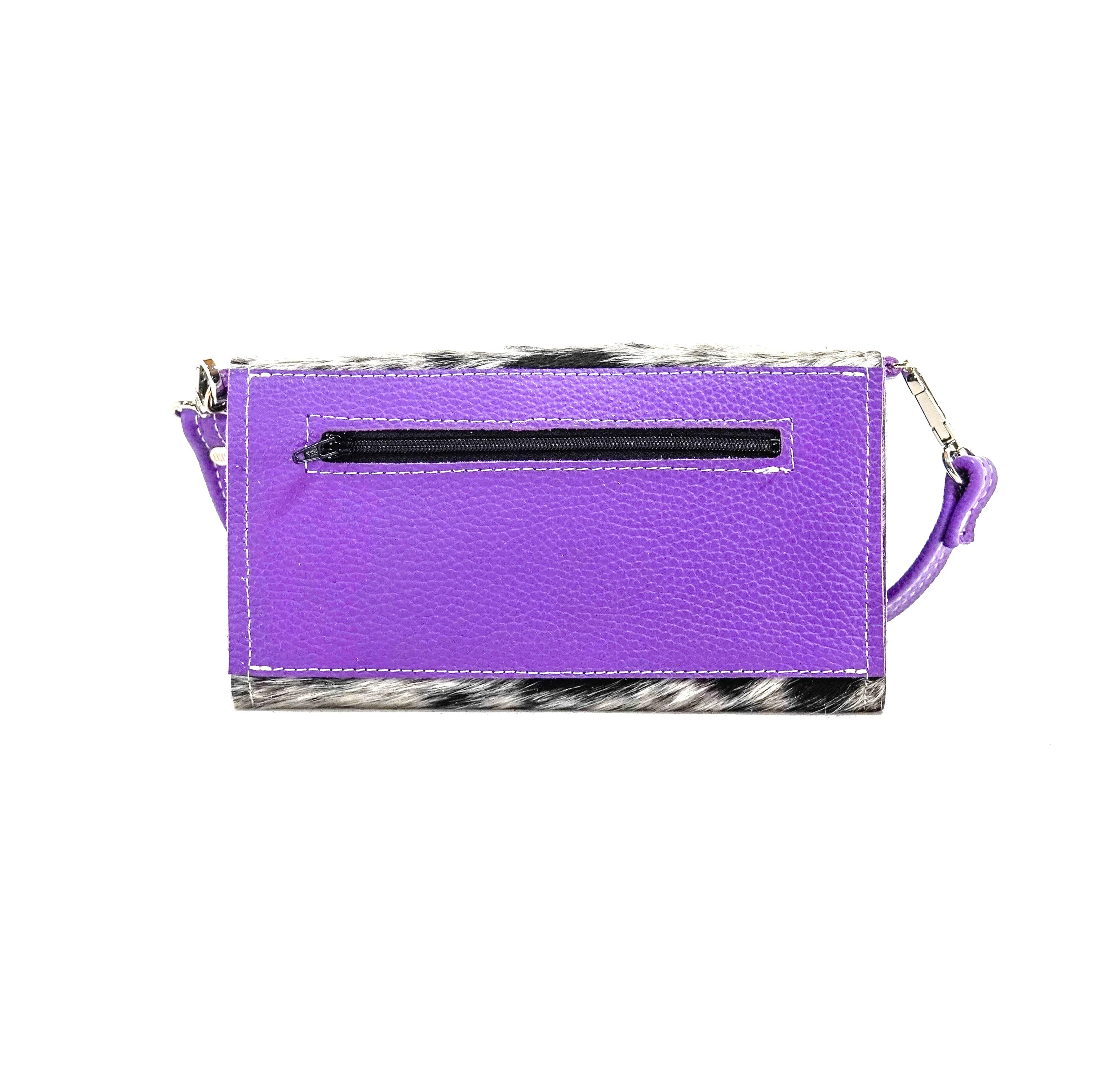 Miranda - Black & White w/ Purple Leather