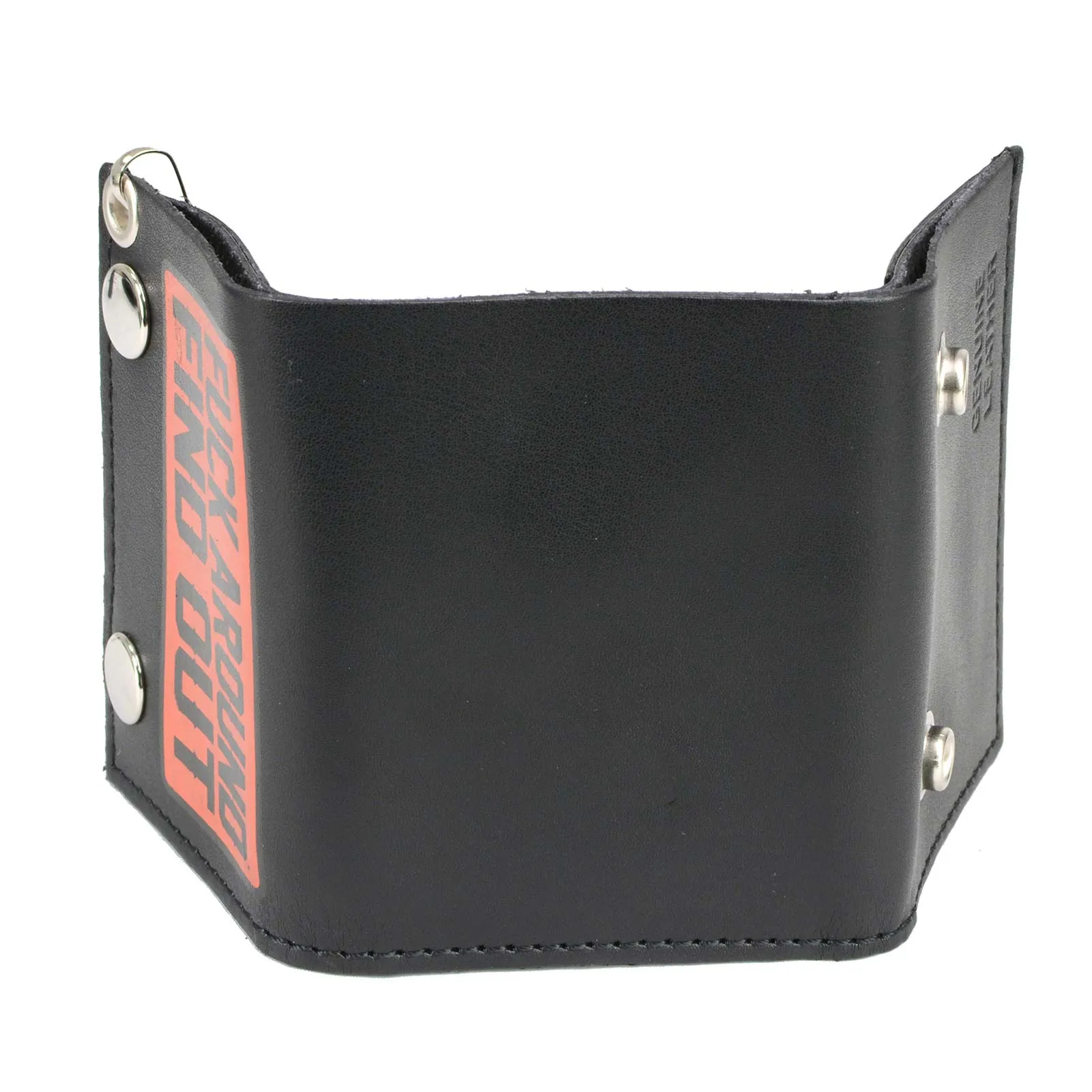 MLW7841 Men's 4” Black Leather Biker Wallet - Tri-Fold Anti-Theft Stainless Steel Chain w/ "F.A.F.O"