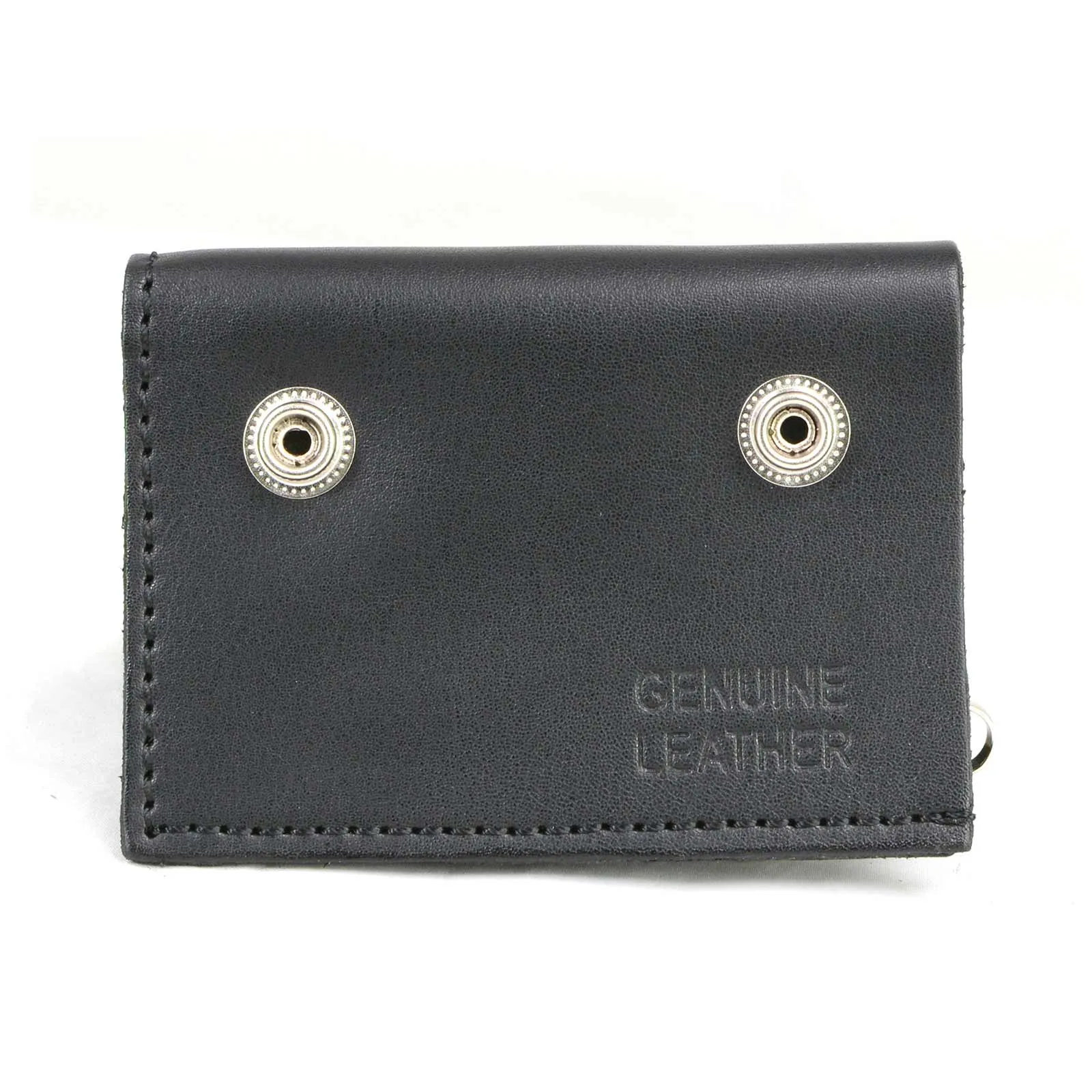 MLW7841 Men's 4” Black Leather Biker Wallet - Tri-Fold Anti-Theft Stainless Steel Chain w/ "F.A.F.O"