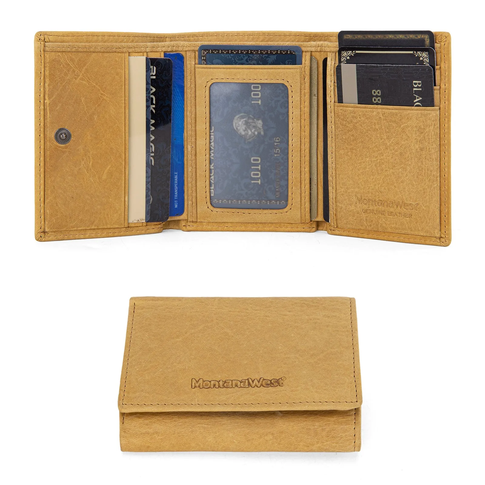 MWS04-W001   Montana West Genuine Leather Tri-Fold  Wallet For Men Woman