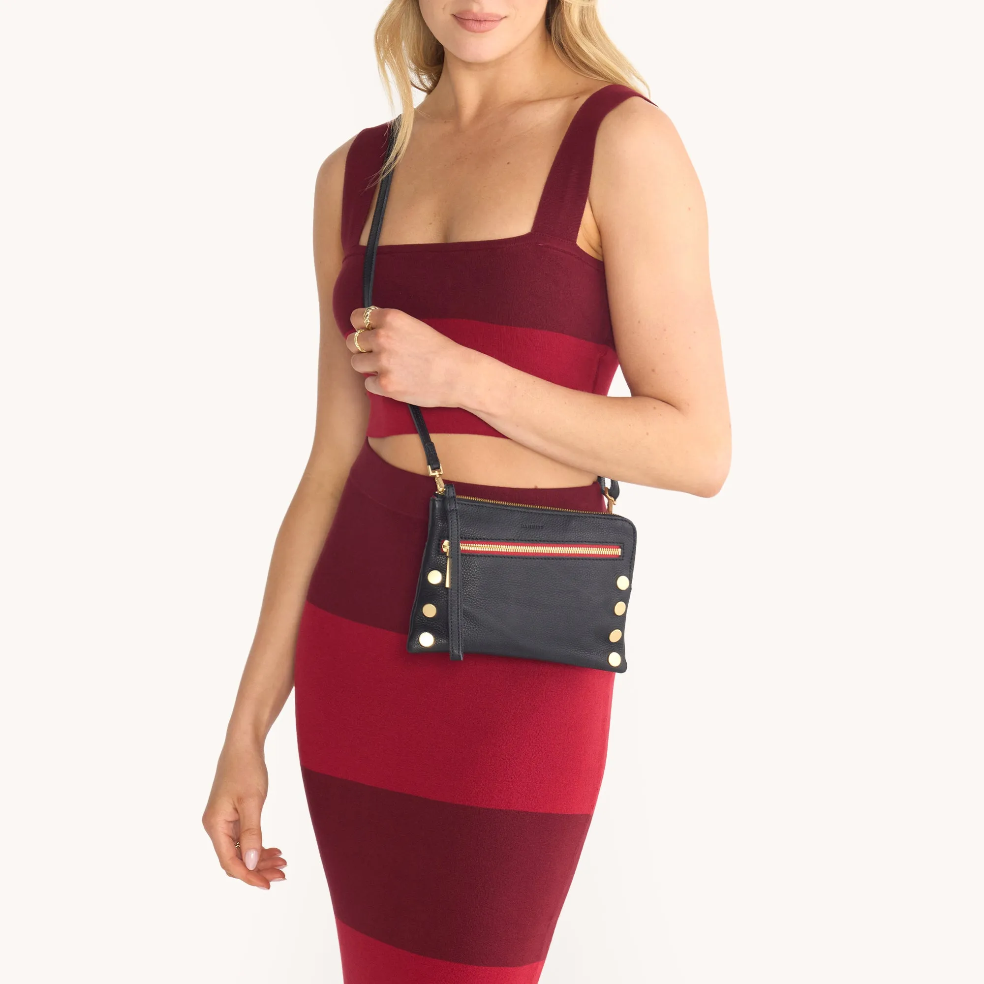 Nash Small | Black/Brushed Gold Red Zip