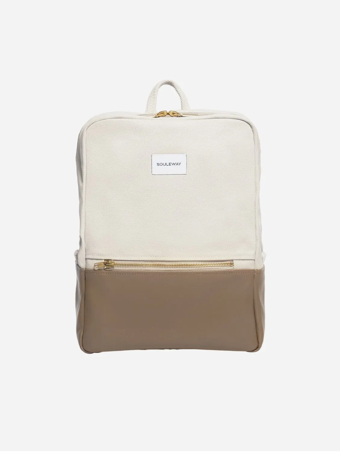 Natural Cotton Canvas Two-Tone Daypack | Sand & Mocha