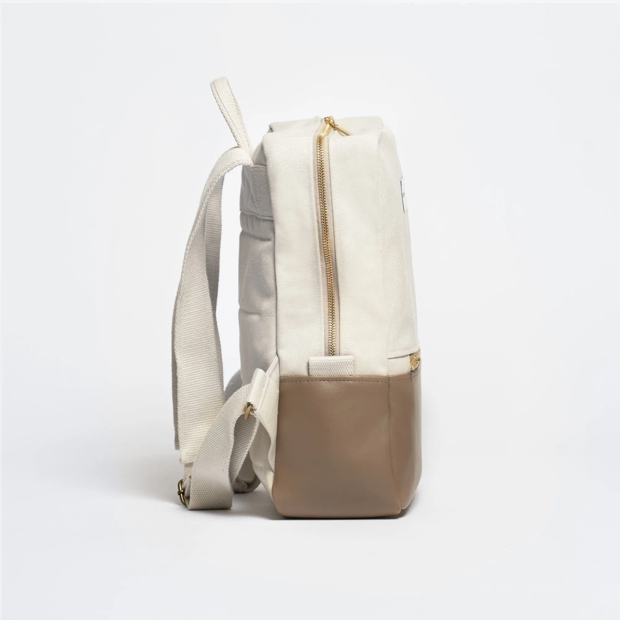 Natural Cotton Canvas Two-Tone Daypack | Sand & Mocha