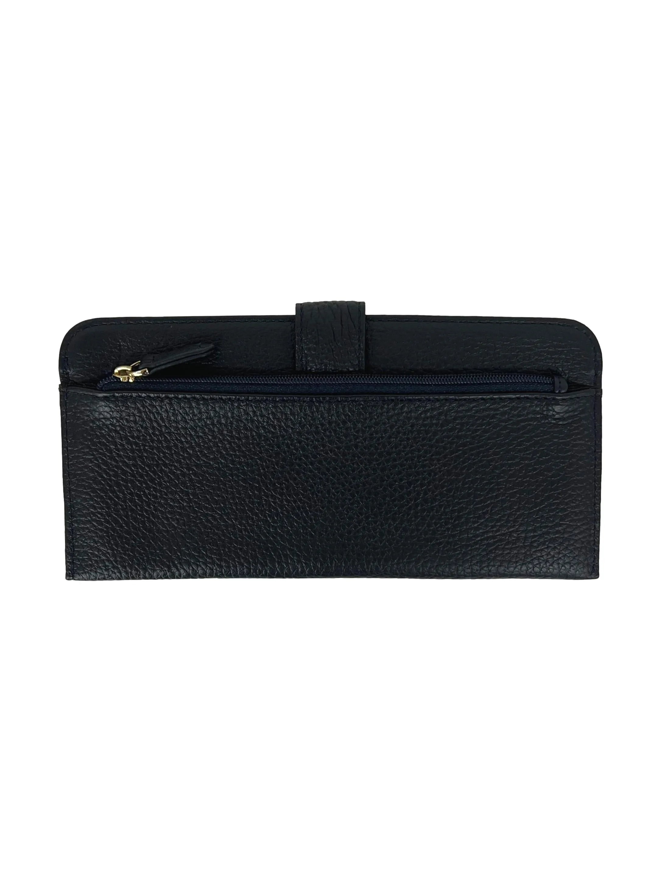 Navy Leather Long Wallet