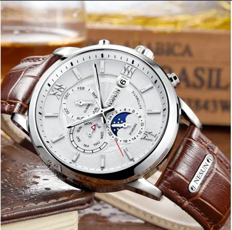 Nesun Luxury Automatic Chrono style Watch with day date month complication. Sapphire crystal