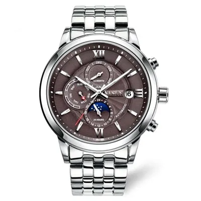 Nesun Luxury Automatic Chrono style Watch with day date month complication. Sapphire crystal