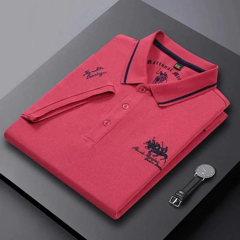 New Summer Korean Embroidered Polo Shirt Men's Luxury Top Casual Lapel Short Sleeve T-shirt Fashion Anti-wrinkle Men T Shirt