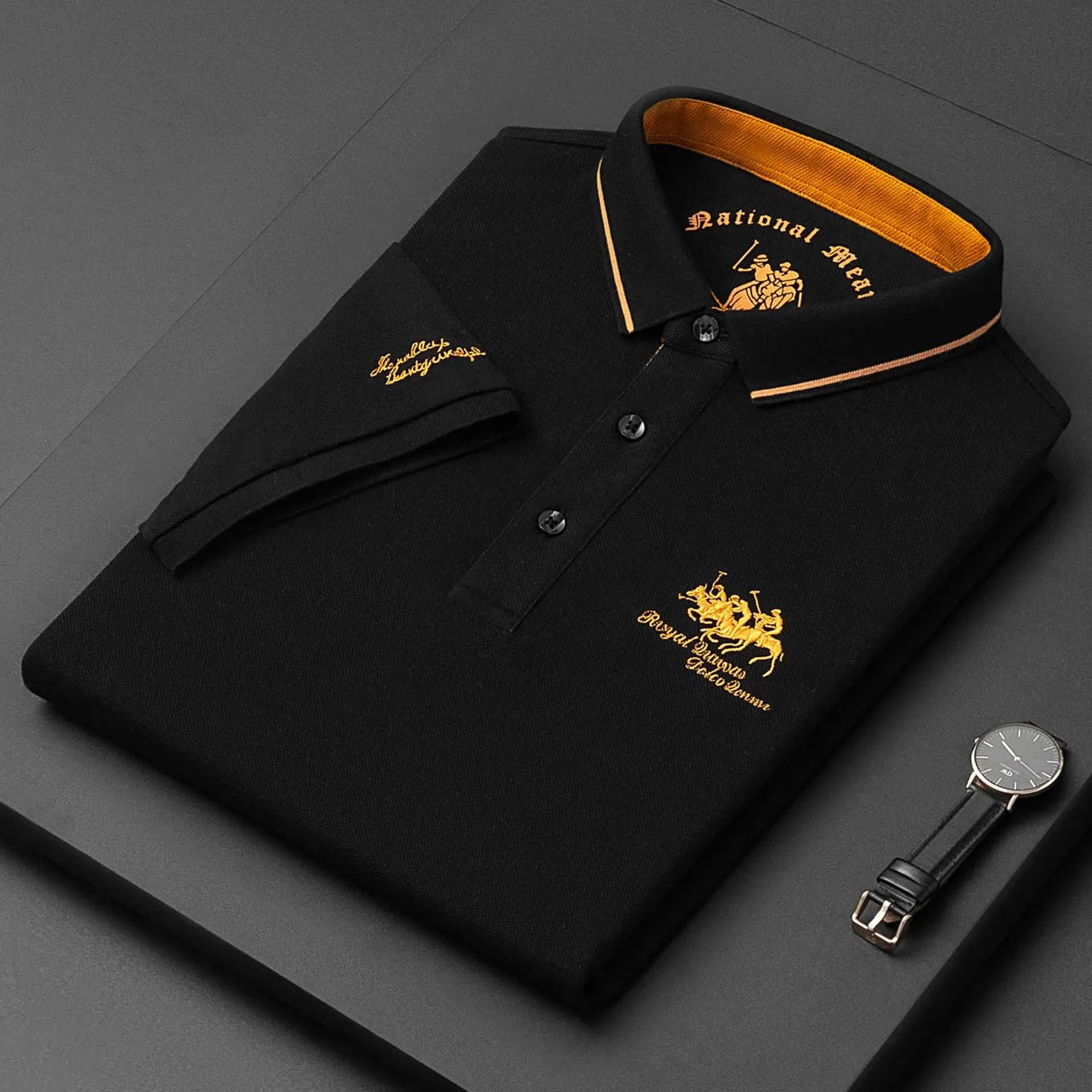 New Summer Korean Embroidered Polo Shirt Men's Luxury Top Casual Lapel Short Sleeve T-shirt Fashion Anti-wrinkle Men T Shirt