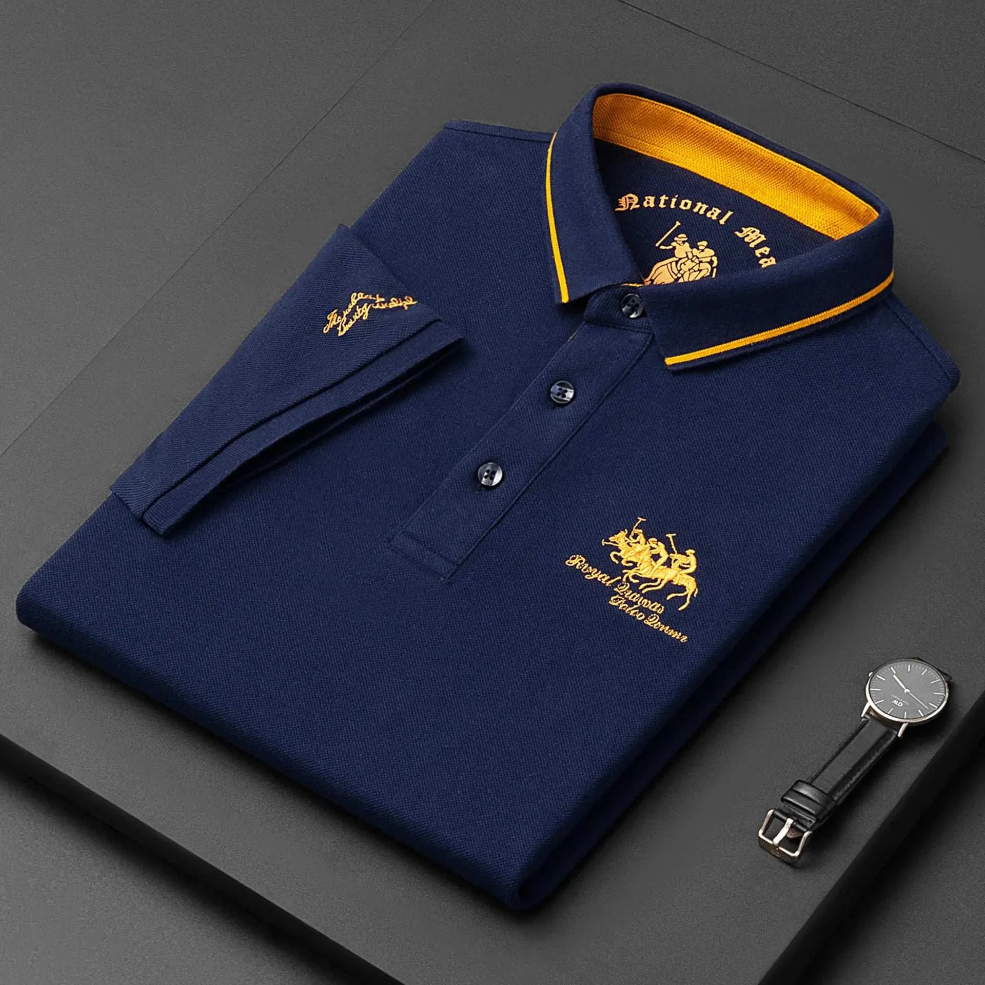 New Summer Korean Embroidered Polo Shirt Men's Luxury Top Casual Lapel Short Sleeve T-shirt Fashion Anti-wrinkle Men T Shirt