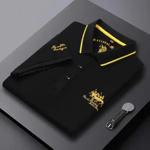 New Summer Korean Embroidered Polo Shirt Men's Luxury Top Casual Lapel Short Sleeve T-shirt Fashion Anti-wrinkle Men T Shirt