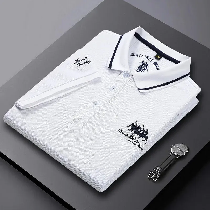 New Summer Korean Embroidered Polo Shirt Men's Luxury Top Casual Lapel Short Sleeve T-shirt Fashion Anti-wrinkle Men T Shirt