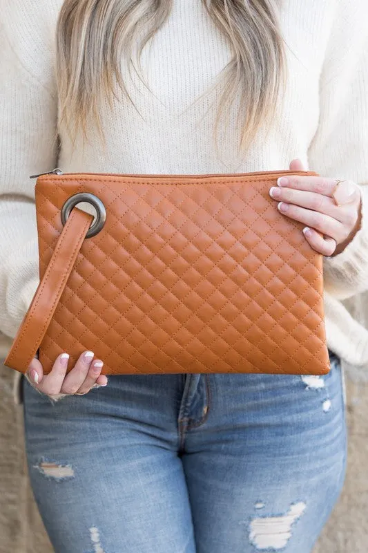Oversized Quilted Wristlet Clutch
