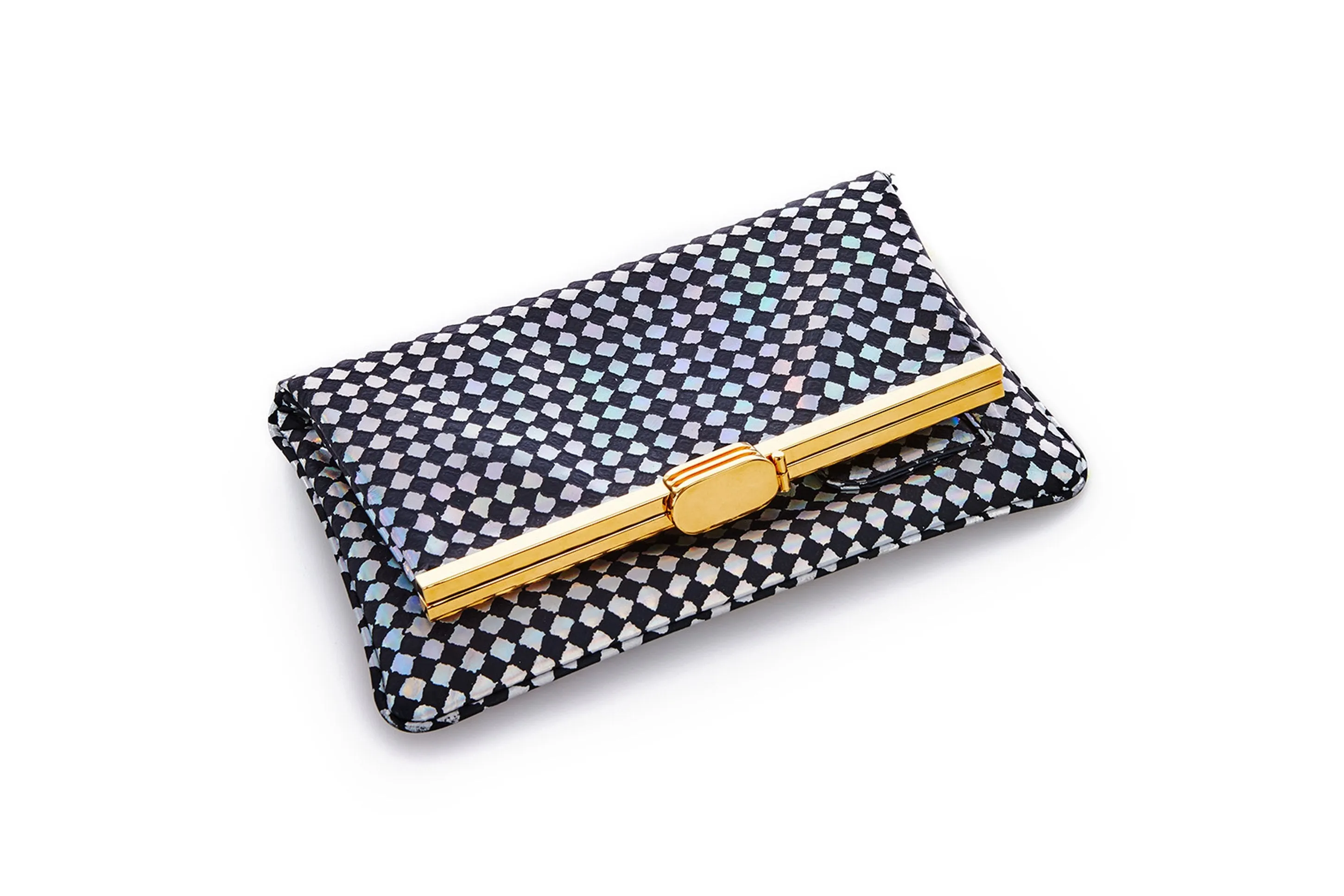 PM Clutch in Area 51 Checkered Holographic Leather