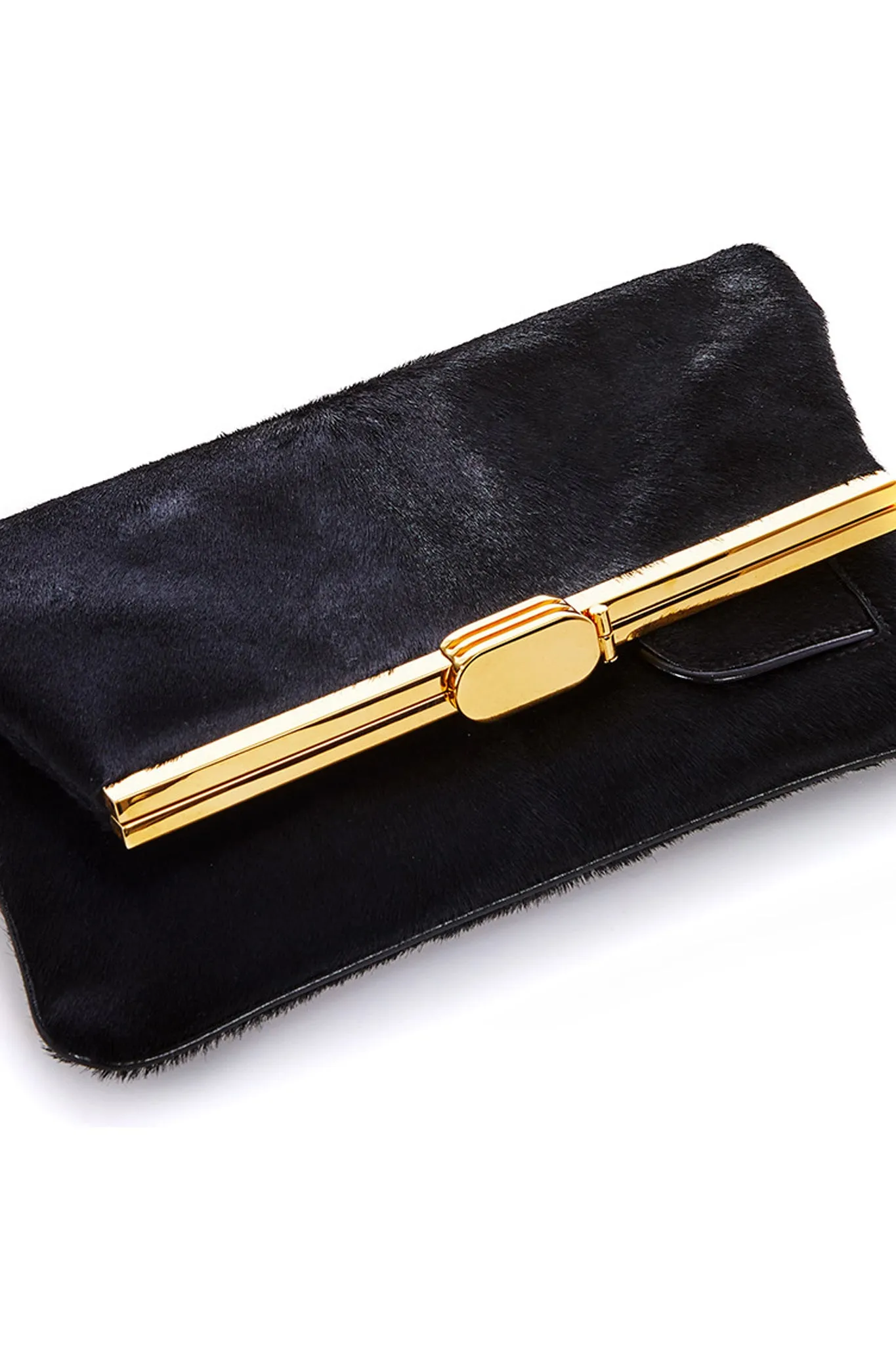 PM Clutch in Black Calf Hair